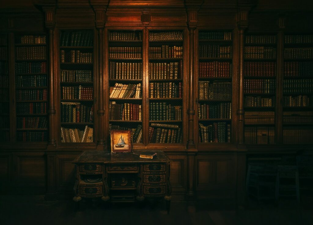 本がたくさん並んだ図書室のイメージ画像（境町の実景ではありません／Photo by Peter Herrmann on Unsplash）